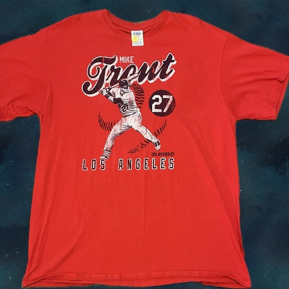 Delta Red Graphic Tee featuring Mike Trout from the Los Angeles Angels #Baseball - Picture 1 of 6